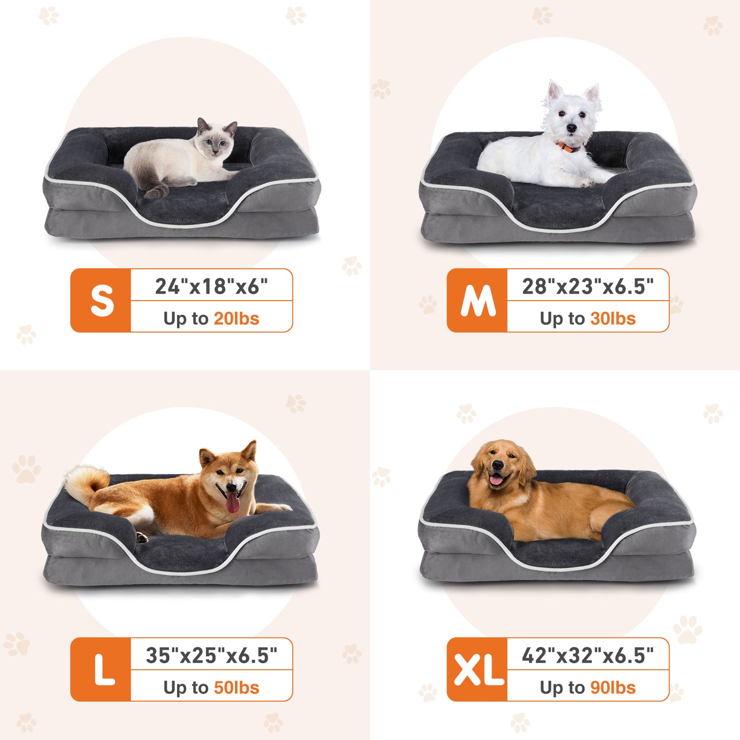 Pet Haven Delights Washable Dog Bed with Removable Cover