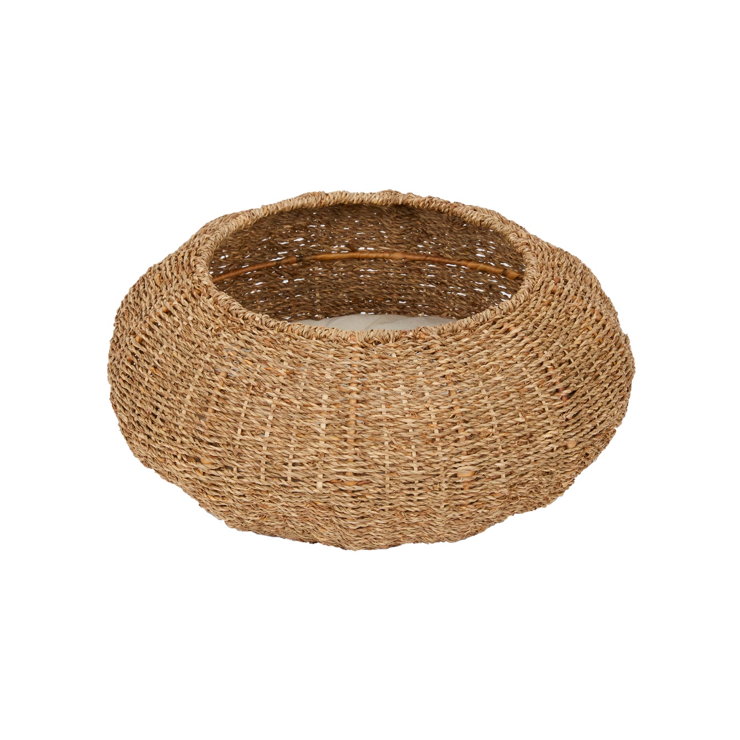 Ochre Menoetius woven pet bed for cats and dogs in natural brown with a cozy round design