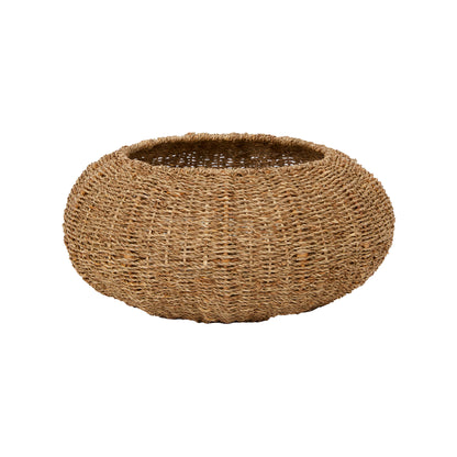 Ochre Menoetius woven pet bed for cats and dogs in natural brown with rounded shape