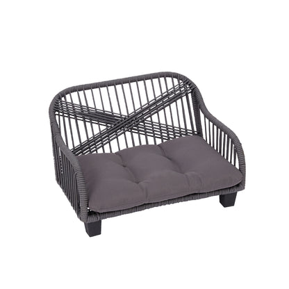 Ochre Menoetius woven rope pet bed in gray with cushioned seat and sturdy frame for pets