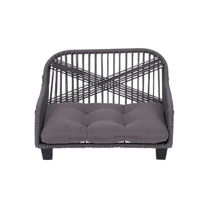 Ochre Menoetius woven rope pet bed in dark gray with cushioned seating and sturdy frame
