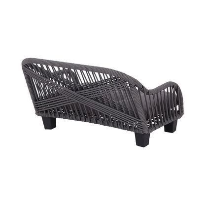Ochre Menoetius woven rope pet bed in dark gray with sturdy raised legs and curved design