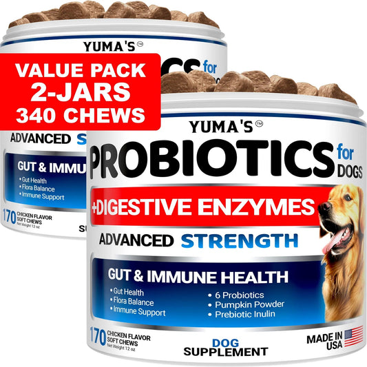 Orange Poppy probiotics for dogs value pack two jars 340 chews digestive enzymes for gut and immune health